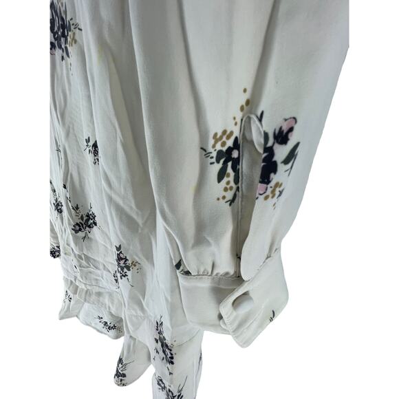 A.L.C. Black White Floral Long Sleeve V-Neck Flounce Mini Dress Women's Size 0 - Picture 7 of 10